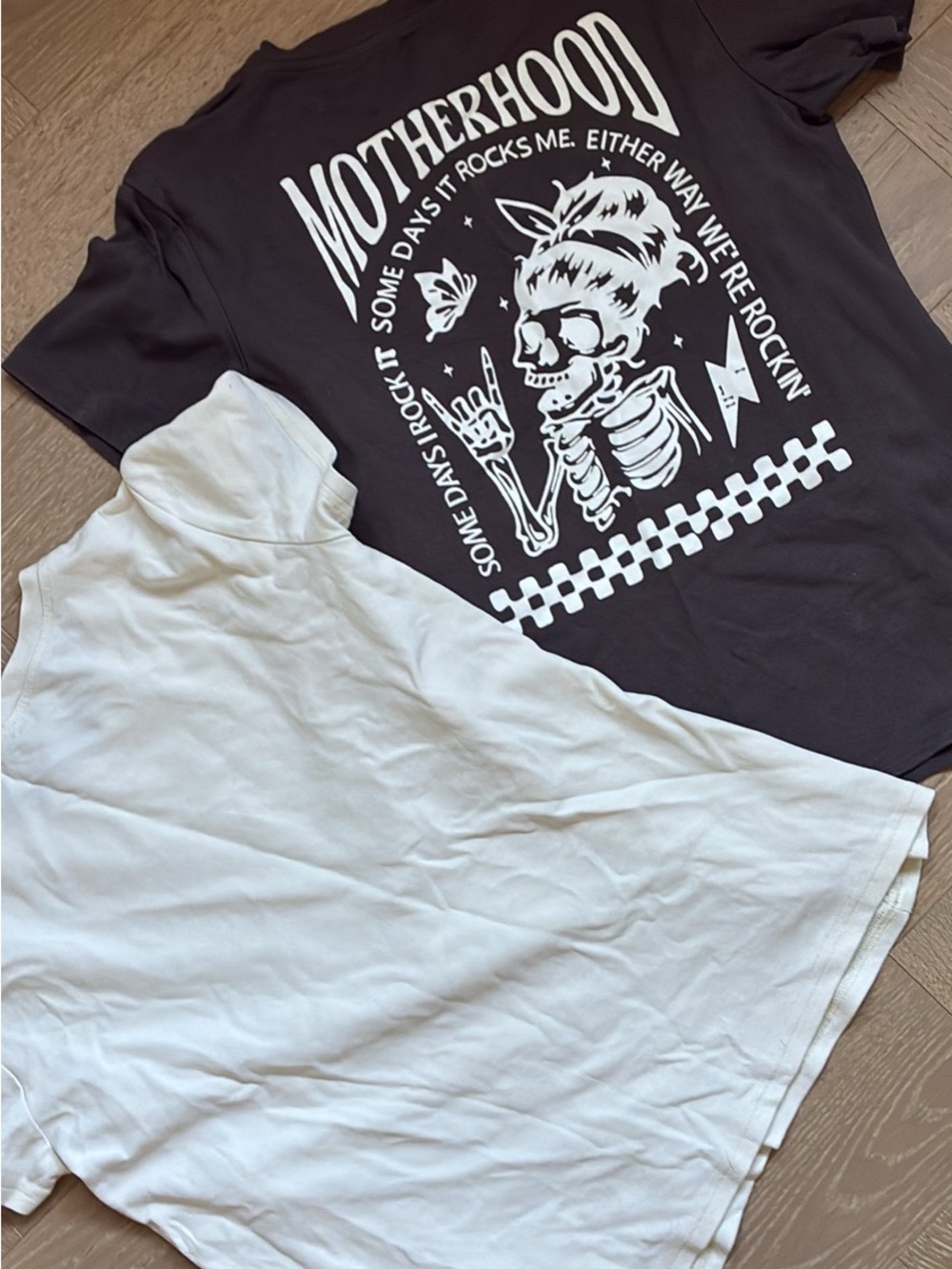 Two Small Nursing Tops! Off-White and Black Tee Fun Graphic
